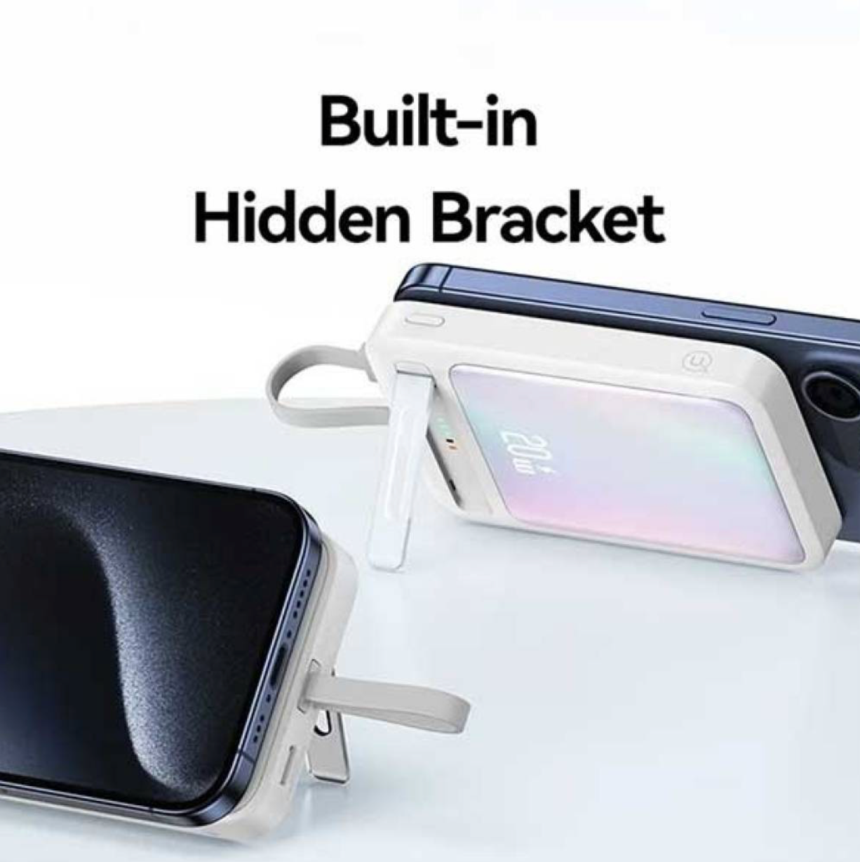 Power Bank Magnético c/Soporte 10.000mAh Carga Inalámbrica Cable Tipo C Rosado CD219 USAM (Copia)