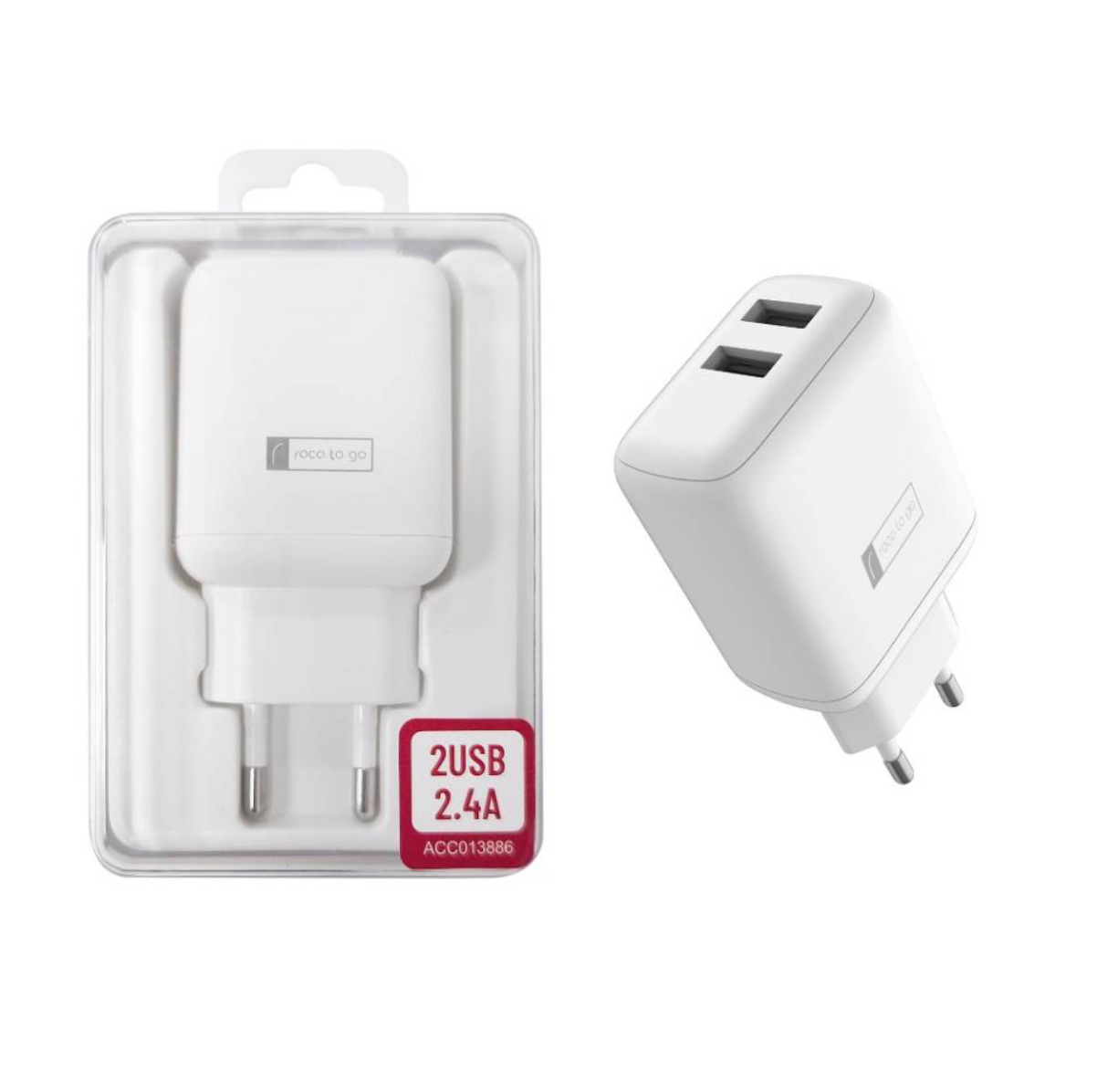 Cargador ROCA TO GO 12W / 2.4A 2x USB A Sin Cable