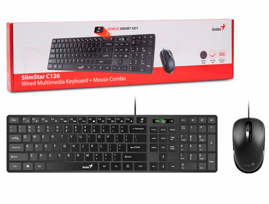 Combo USB C126 Teclado y mouse SlimStar Negro Genius