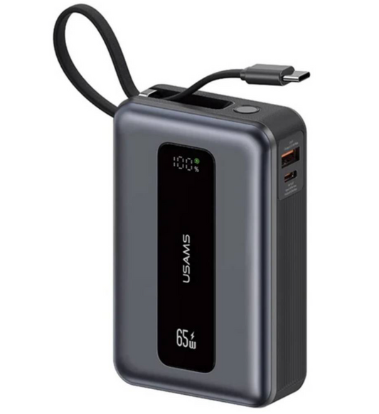 Power Bank c/Pantalla LCD 20.000mAh 65W Cable Tipo C Gris CD243 USAMS