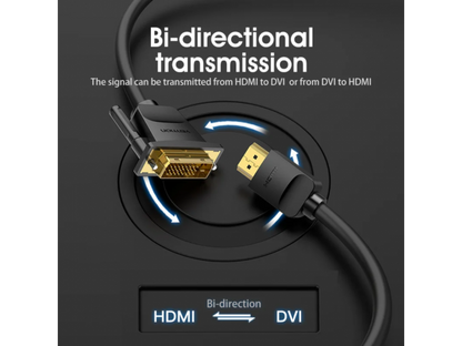 Cable HDMI a DVI Macho/Hembra / 1.5M / Negro ABFBG Vention