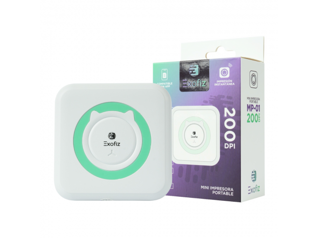 Mini Impresora Portátil MP-01 Blanco/Verde Exofiz