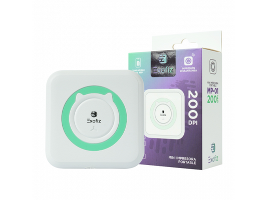 Mini Impresora Portátil MP-01 Blanco/Verde Exofiz